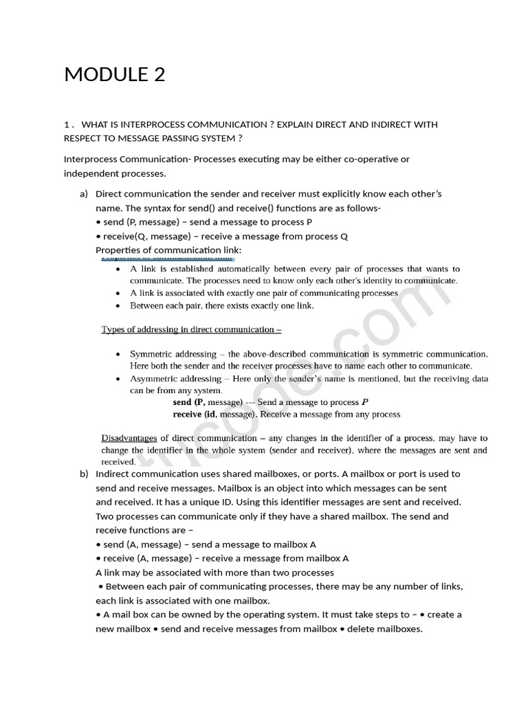Imp Mod 2 | PDF | Thread (Computing) | Process (Computing)