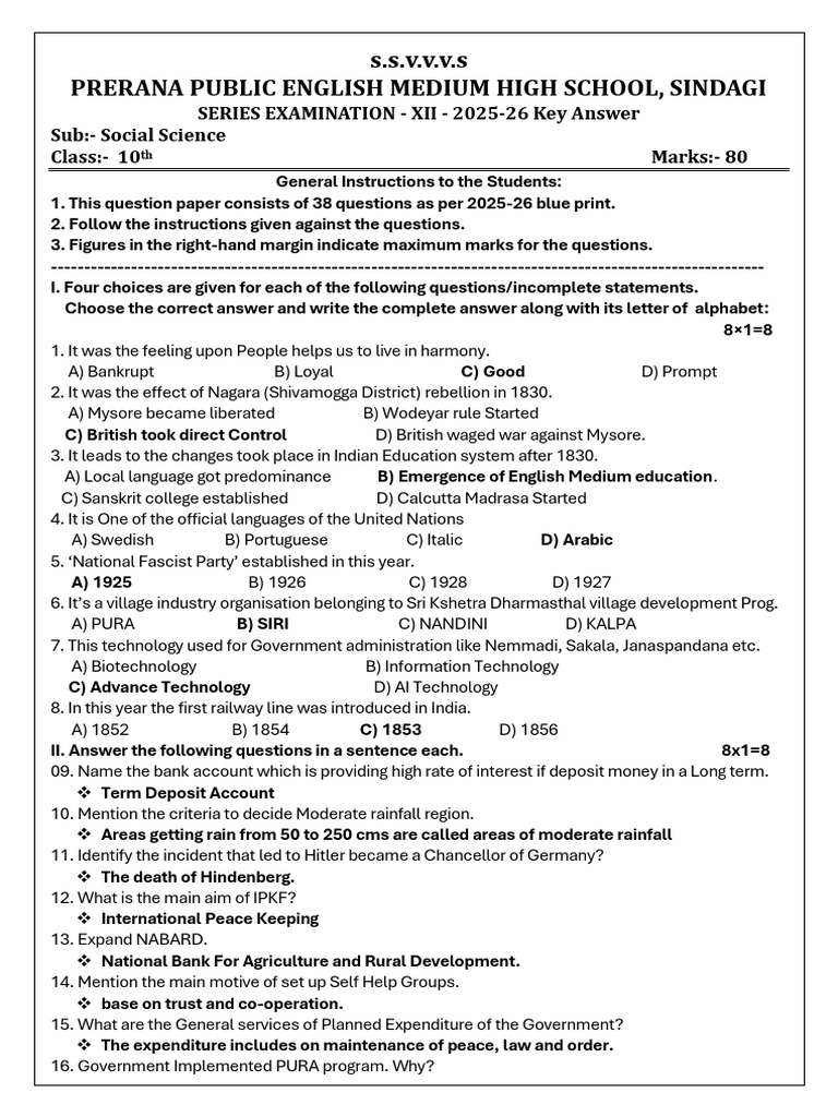 10th SS Series 12th Key Answer | PDF | Agriculture