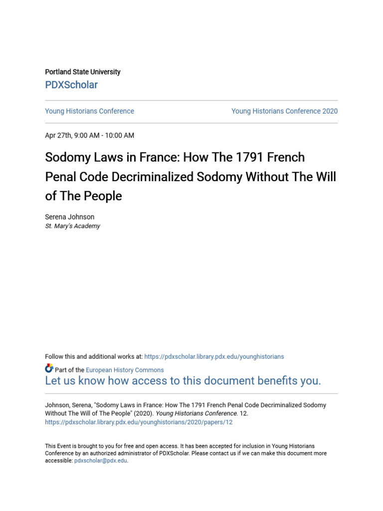 Sodomy Laws in France How the 1791 French Penal Code Decriminali | PDF ...
