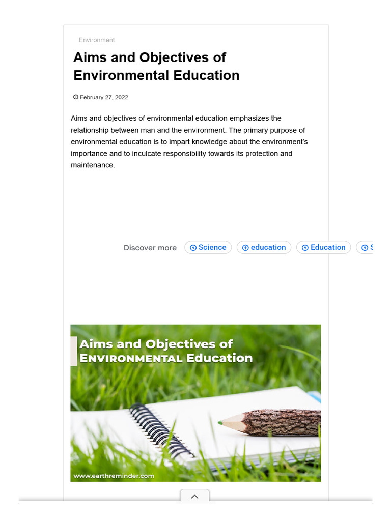 Aims and Objectives of Environmental Education _ Earth Reminder | PDF ...