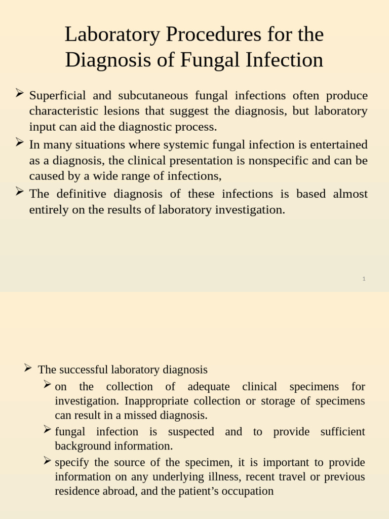 Laboratory Procedures For The Diagnosis of Fungal Infection | PDF ...
