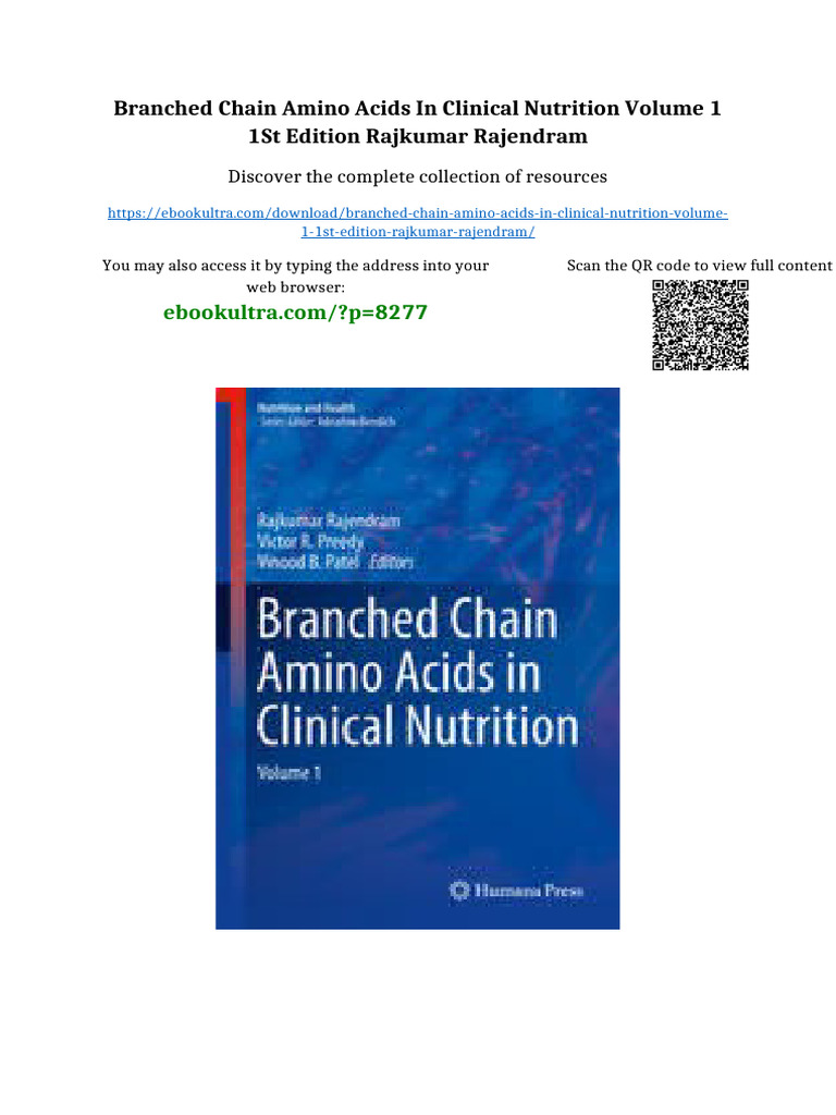 Branched Chain Amino Acids in Clinical Nutrition Volume 1 1st Edition ...