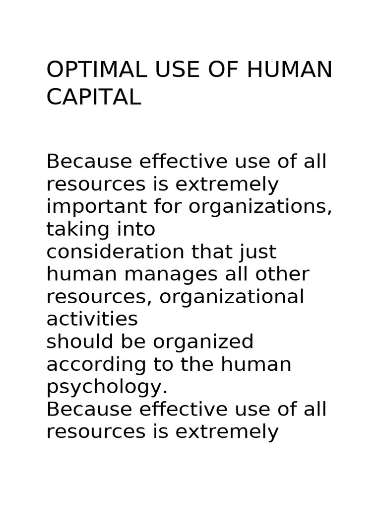 Optimal Use of Human Capital | PDF | Recruitment | Human Resources