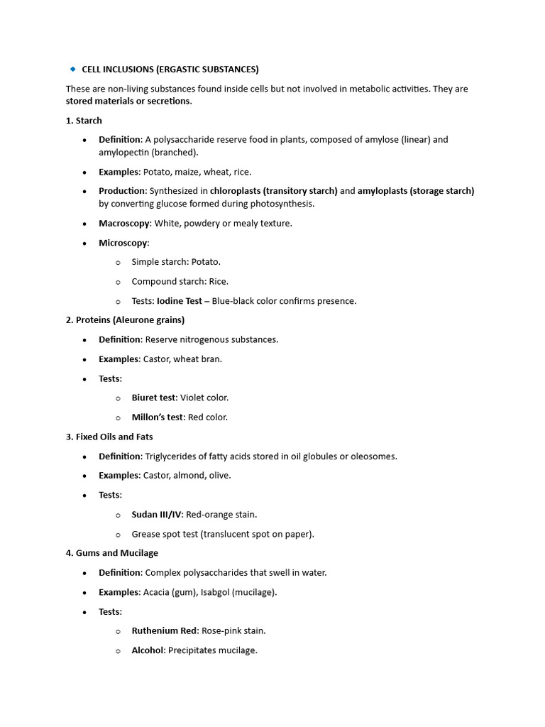 ? Cell Inclusions | PDF | Tissue (Biology) | Biology