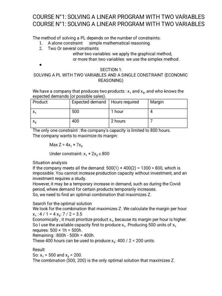 2.cours n° 2 | PDF | Mathematical Optimization | Linear Programming