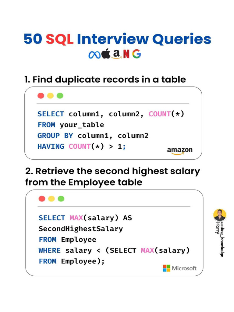 All You Need is 50 SQL Interview Queries | PDF