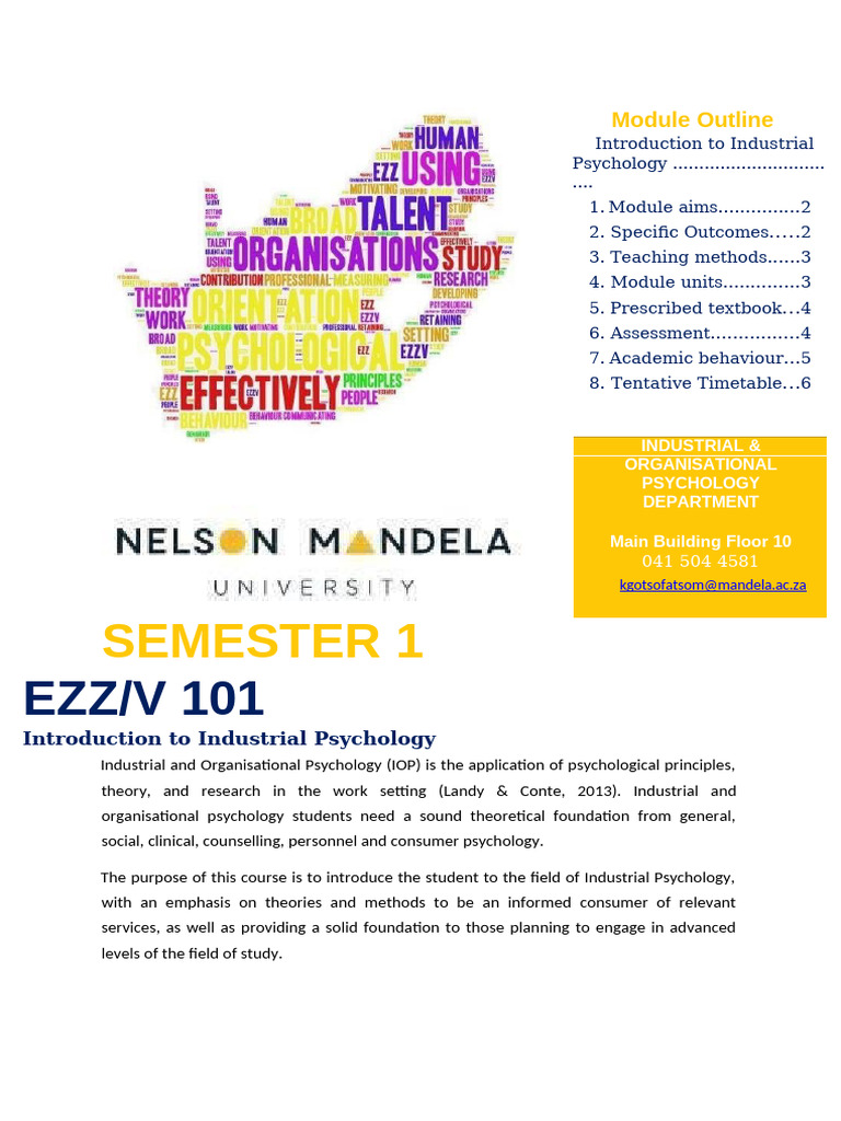Course Outline EZZV101 - 2026 | PDF | Industrial And Organizational ...