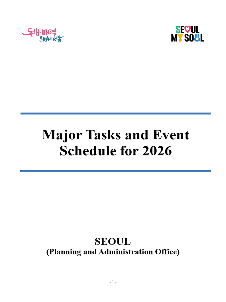 Major Tasks and Event Schedule For 2026 | PDF | Seoul