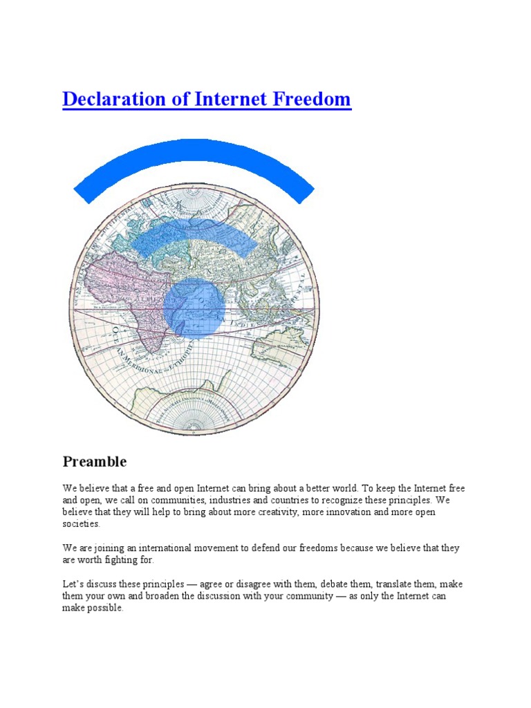 Declaration of Internet Freedom | PDF | Net Neutrality | Internet