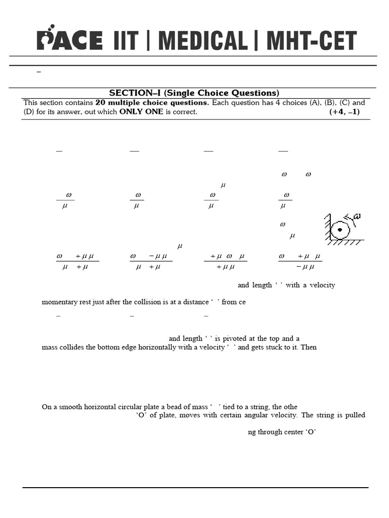 Rotation (Question Paper) | PDF | Angular Momentum | Rotation Around A ...