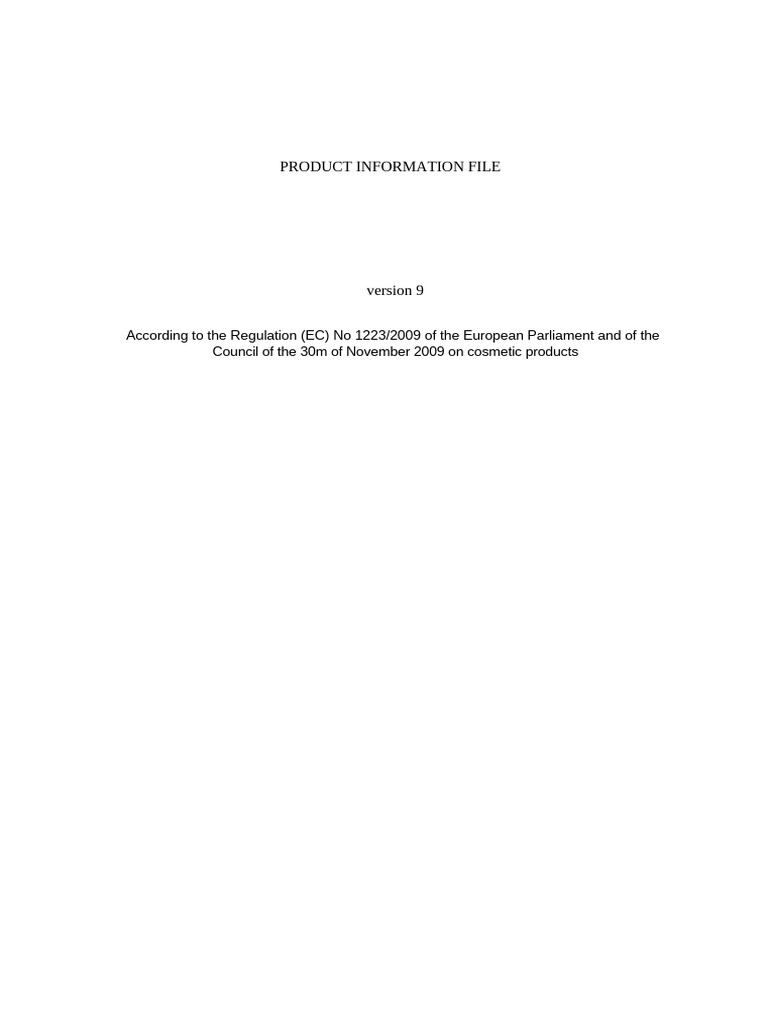 Cosmetic Product Information File Template | PDF | Cosmetics | Toxicity