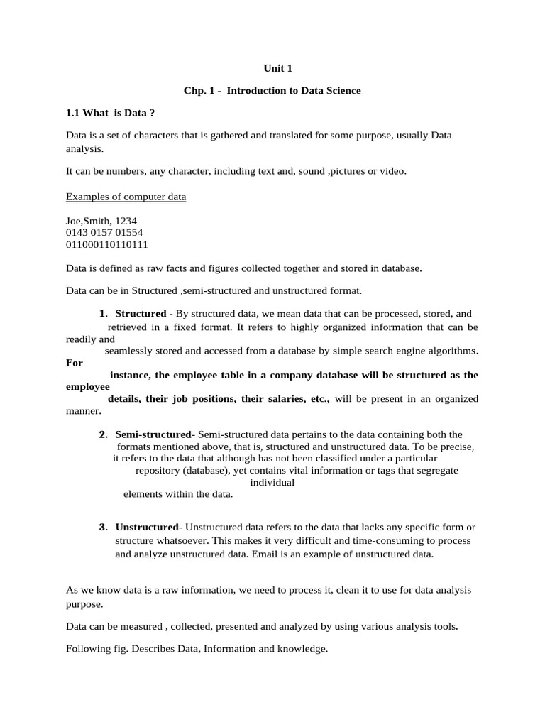 Unit1-Chapter1-Introduction To Data Science | PDF | Computer ...