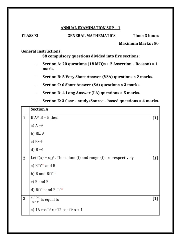 (QP) Class Xi Maths Final Term Exam 2025-26 | PDF | Mathematics | Geometry