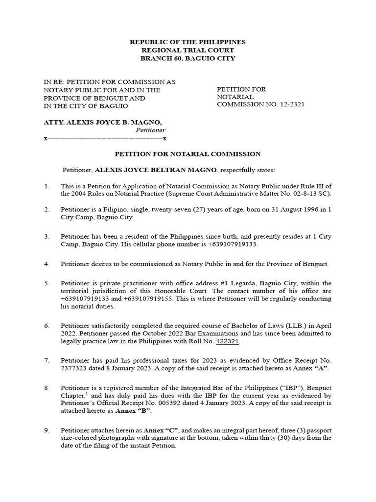 C-Petition For Notarial Commission | PDF | Notary Public | Justice
