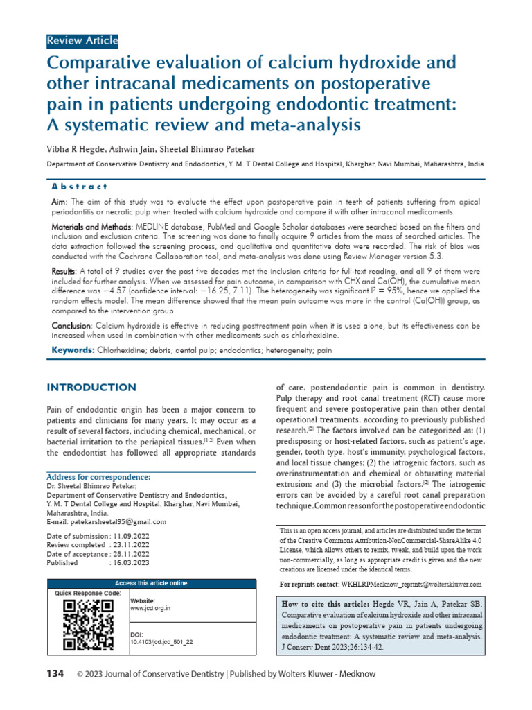 Comparative Evaluation of Calcium - Hydroxide | PDF | Medical Specialties