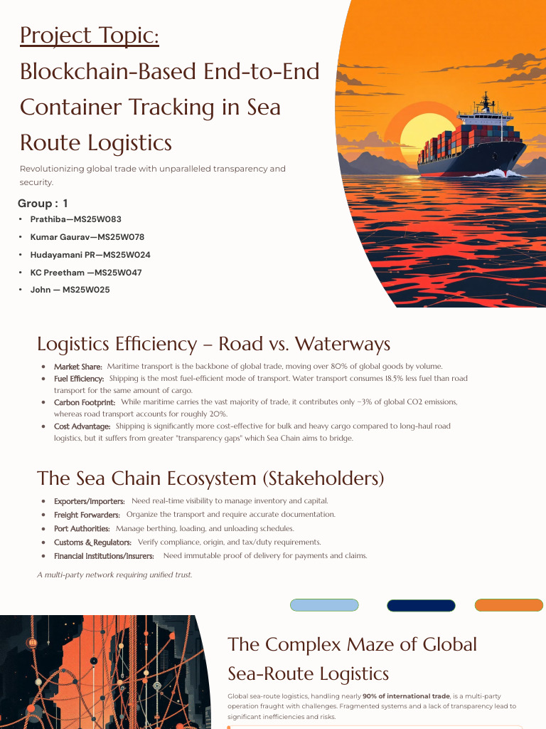 Group1 - Blockchain Based End To End Container Tracking in Sea Route ...