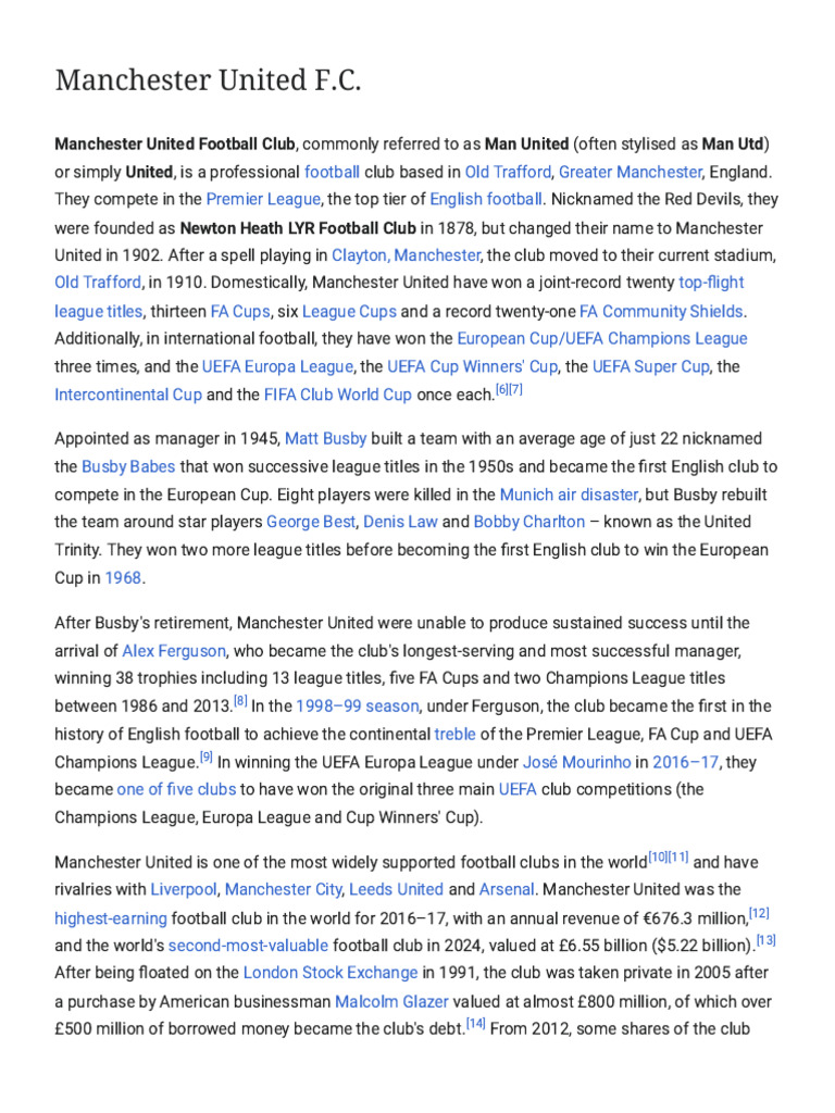Manchester United F.C | PDF | Manchester United F.C. | Premier League