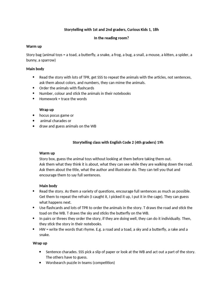 Storytelling Lesson Plans | PDF