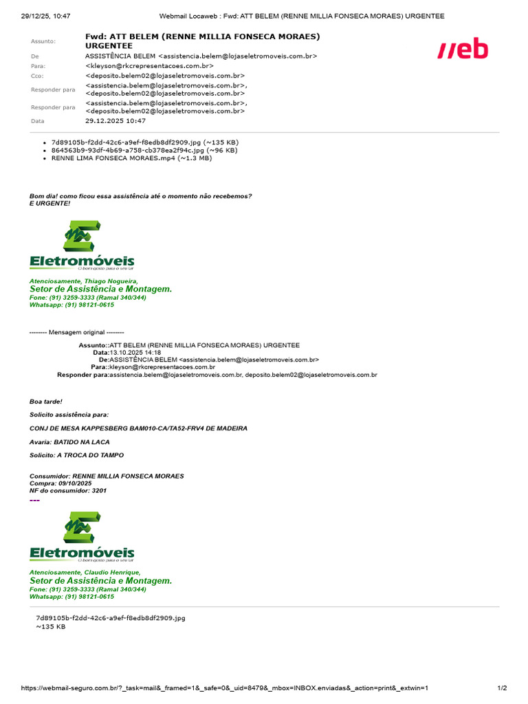 Webmail Locaweb - FWD - Att Belem (Renne Millia Fonseca Moraes ...