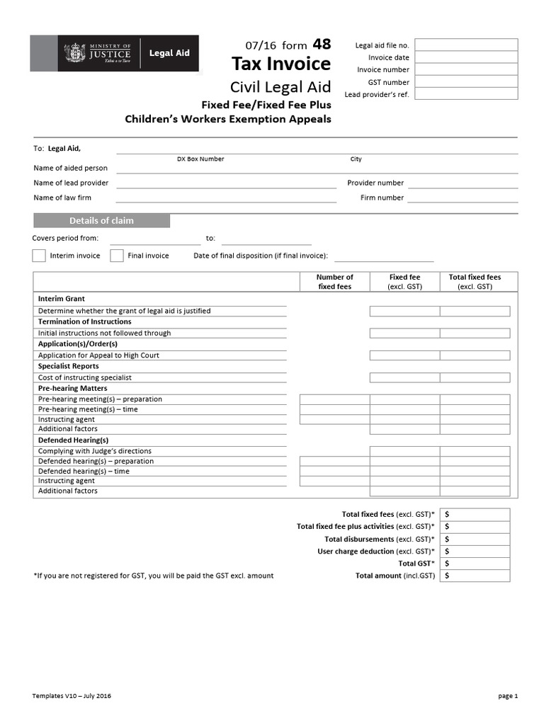 LA Form 48 0716 Civil Legal Aid Ff Ff Plus Childrens Workers Exemption ...