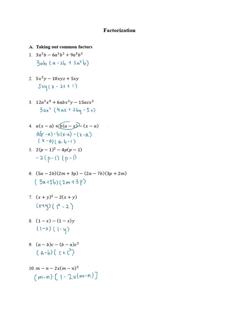 Factorization (Supplementary) | PDF