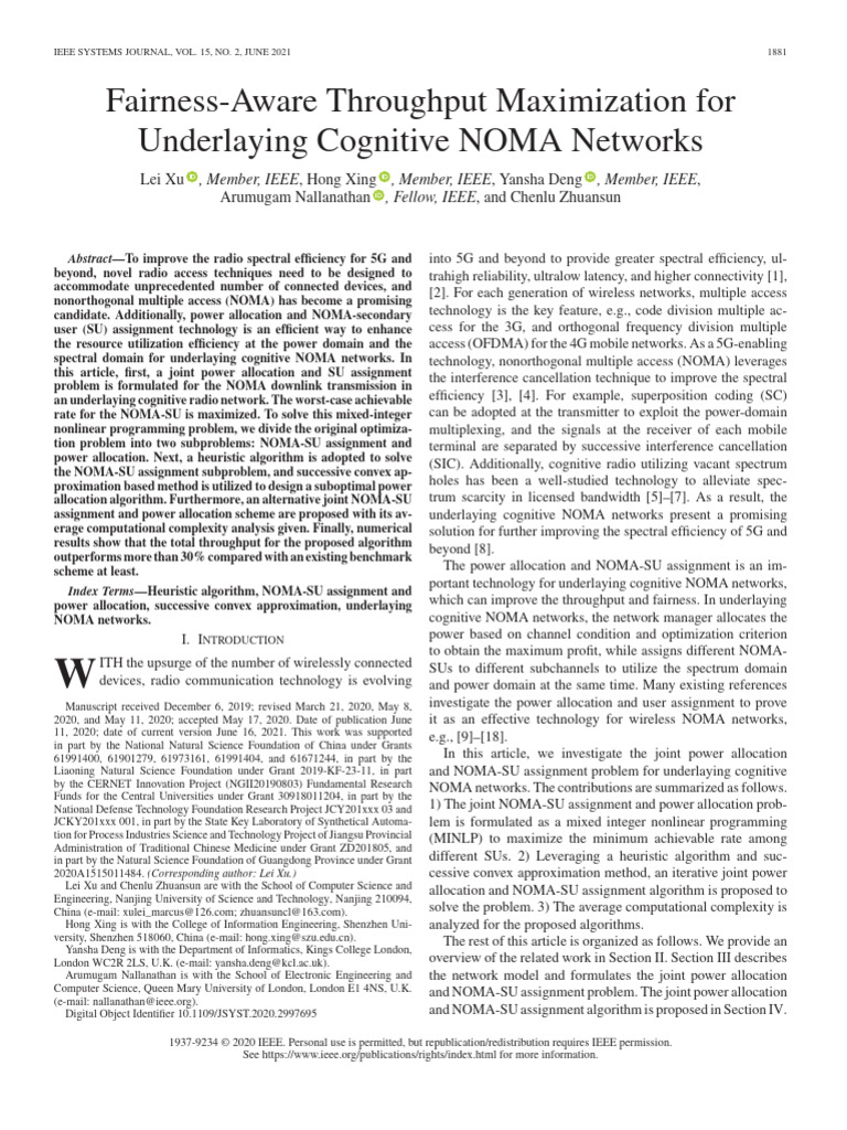 Fairness-Aware Throughput Maximization For Underlaying Cognitive NOMA ...