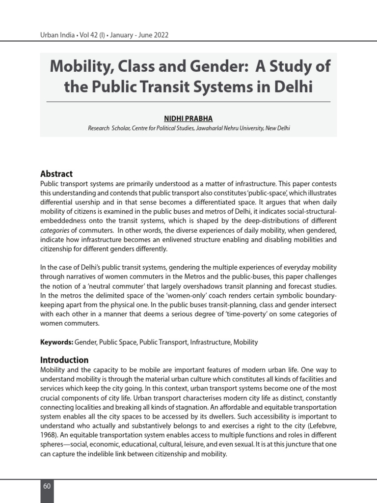 Mobility, Class and Gender A | PDF | Public Transport | Sexual Harassment