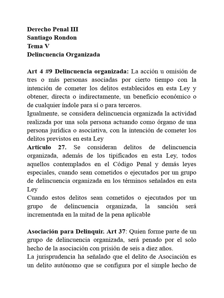 Derecho Penal III Tema V | PDF | Derecho penal | Lavado de dinero