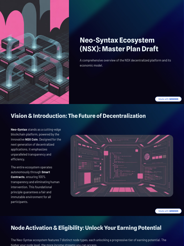 Neo Syntax Ecosystem NSX Master Plan Draft | PDF | Income | Economies
