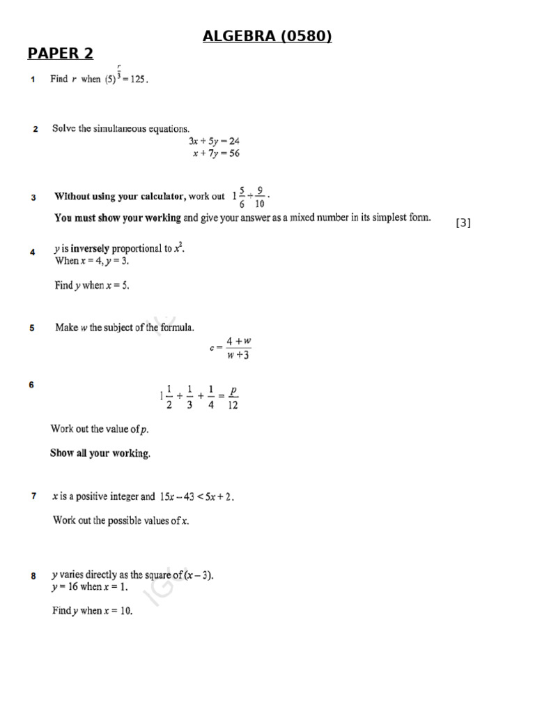 Tutorials Algebra | PDF