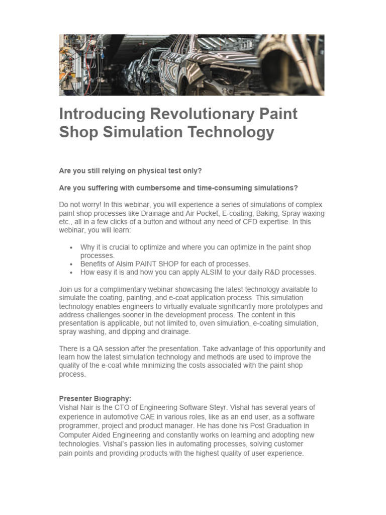 ALSIM - Introducing Revolutionary Paint Shop Simulation Technology ...