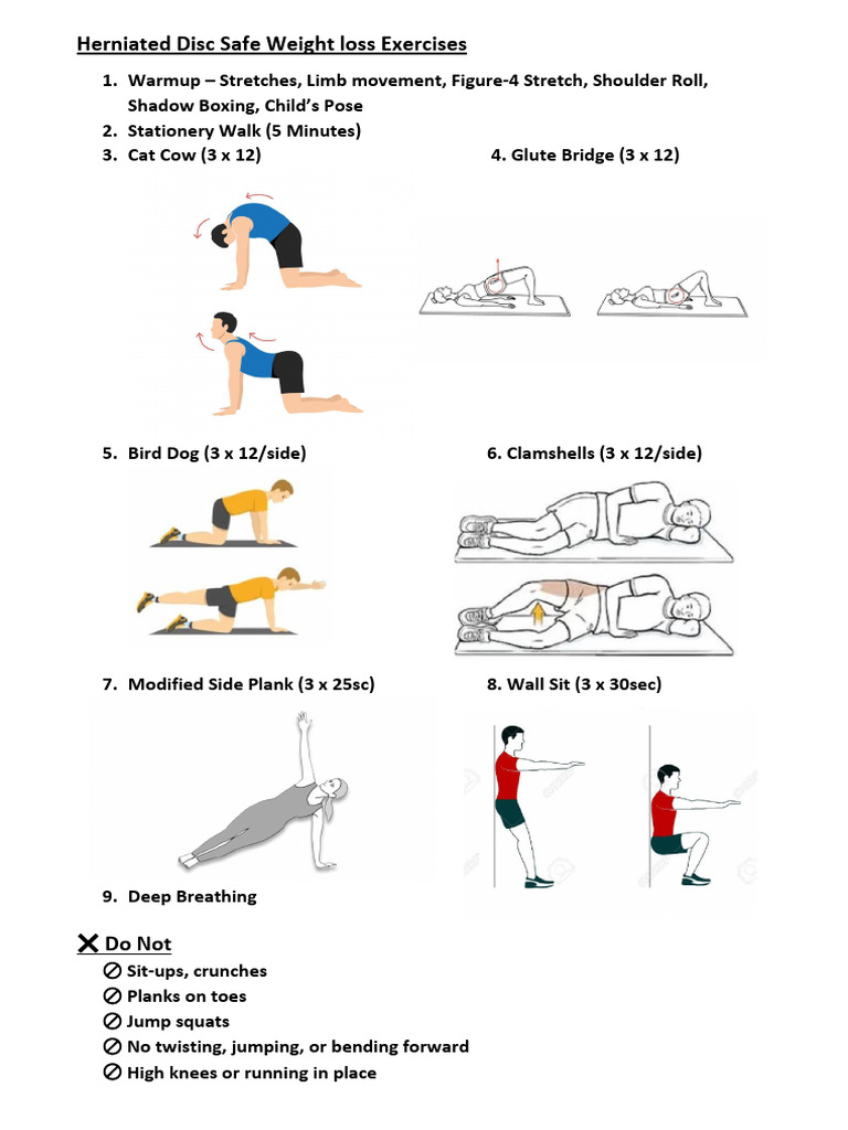Herniated Disc Safe Weight Loss Exercises | PDF
