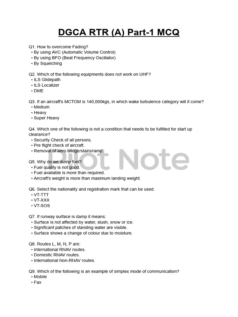 RTR (A) Dgca Part1 MCQ | PDF | Instrument Flight Rules | Very High ...