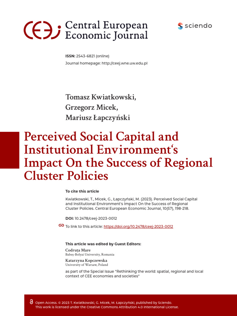 Perceived Social Capital and Institutional Environment‘s Impact on the ...