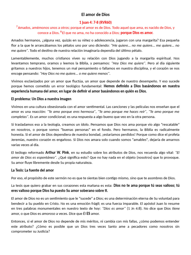 El Amor de Dios Predicacion | PDF | Amor | Epístola a los romanos