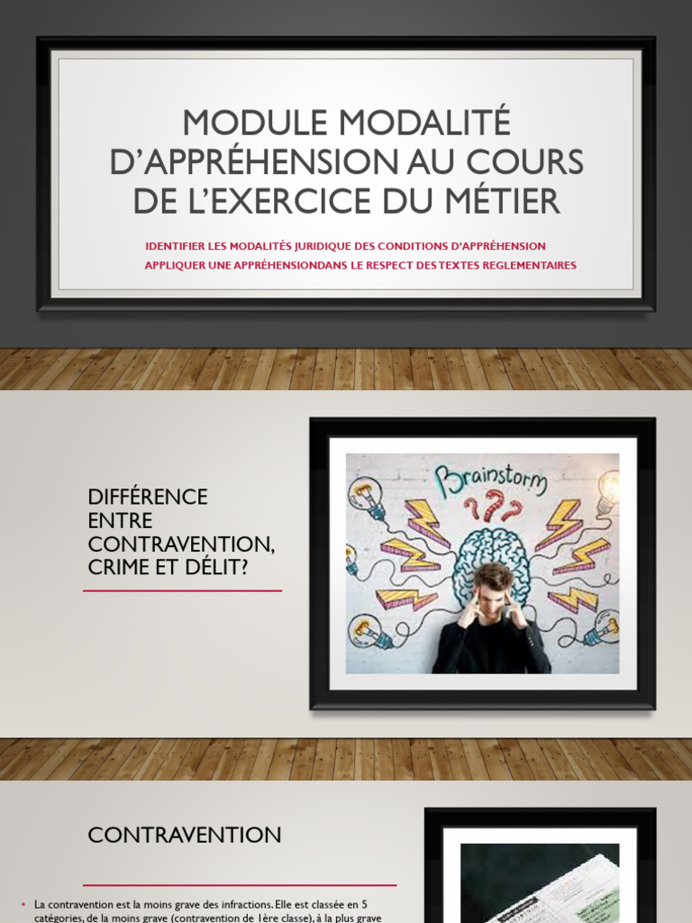 Module Modalité D'appréhension Au Cours de L'exercice Du | PDF | Crimes ...