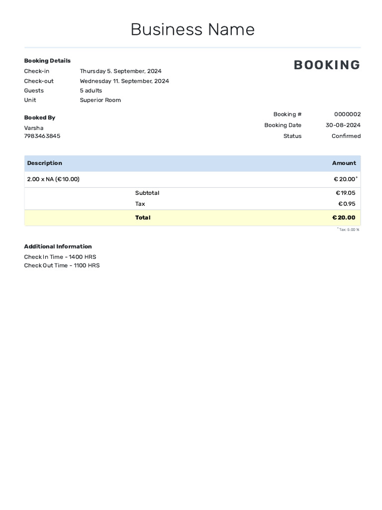 View Booking | PDF