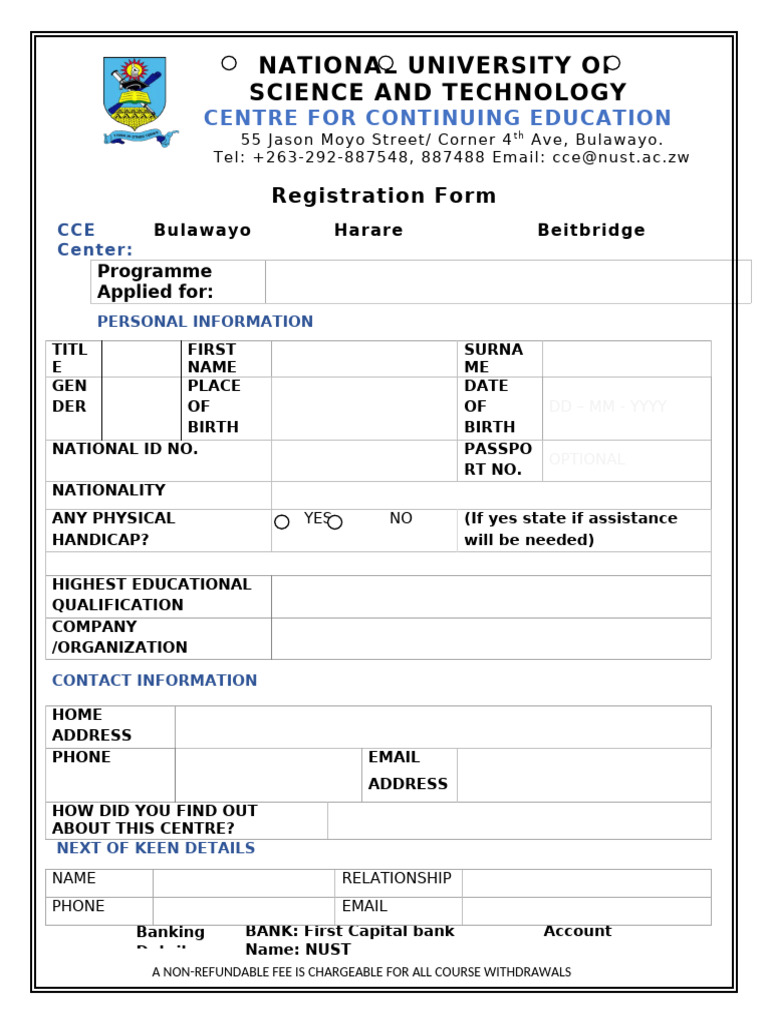 Nust Cce Application Form 1 | PDF