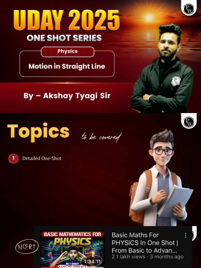 Motion in A Straight Line - Class Notes - Uday Titans | PDF