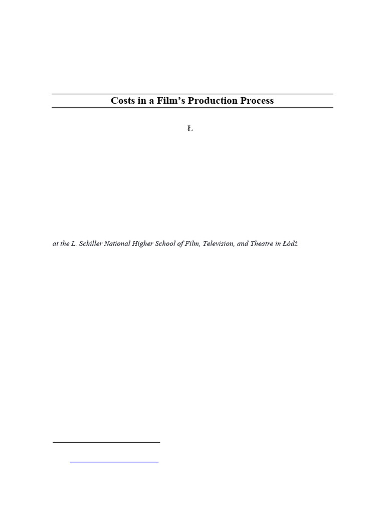 Costs in a Film’s Production Process | PDF | Methodology | Filmmaking