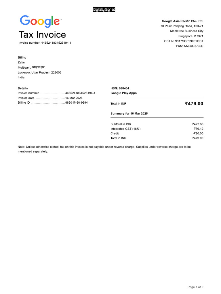 4465241834523194-1 | PDF | Invoice | Accounting