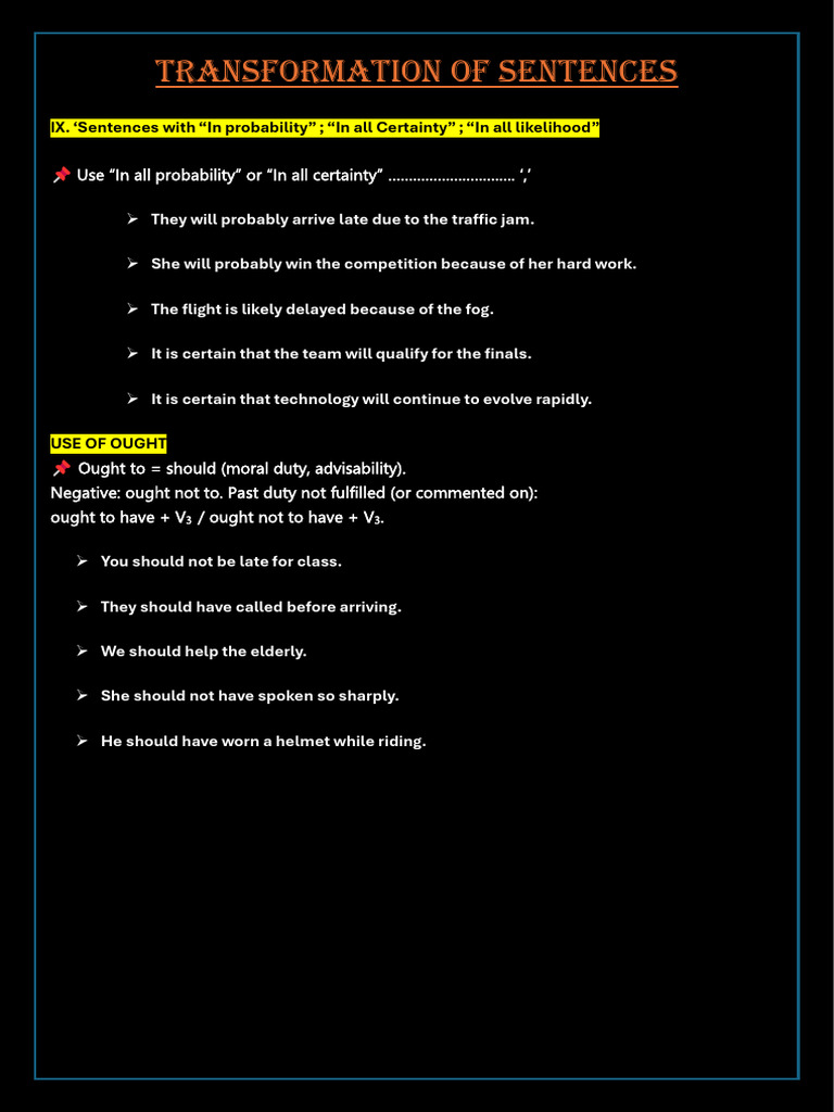 Transformation of Sentences 7_8767752f e063 48df Bb93 12c0f40b9a54 | PDF