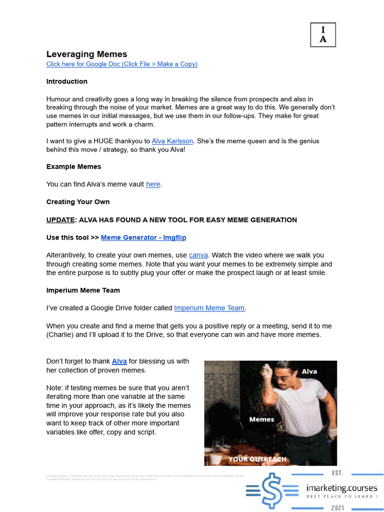 13-Leveraging Memes Cheatsheet Updated | PDF