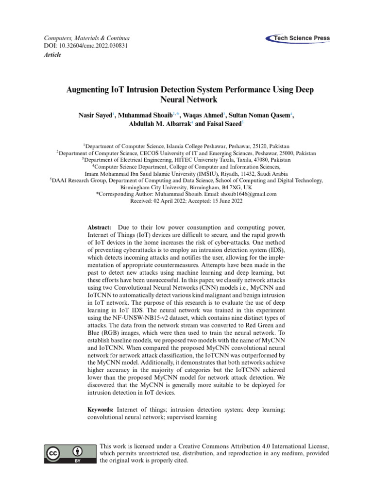 Augmenting Iot Intrusion Detection System Performance Using Deep Neural ...