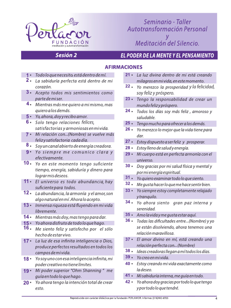 2. El Poder de La Mente y Del Pensamiento. Las Afirmaciones | PDF