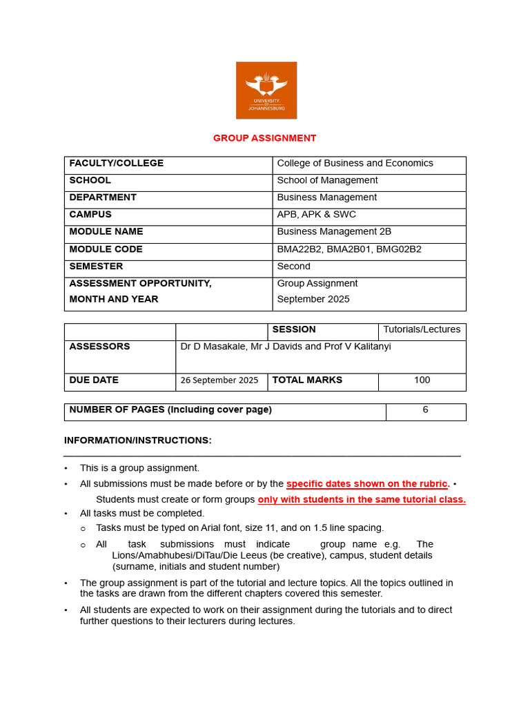 Group Assignment Sem 2 2025 - BMG02B2 | PDF | Turnitin