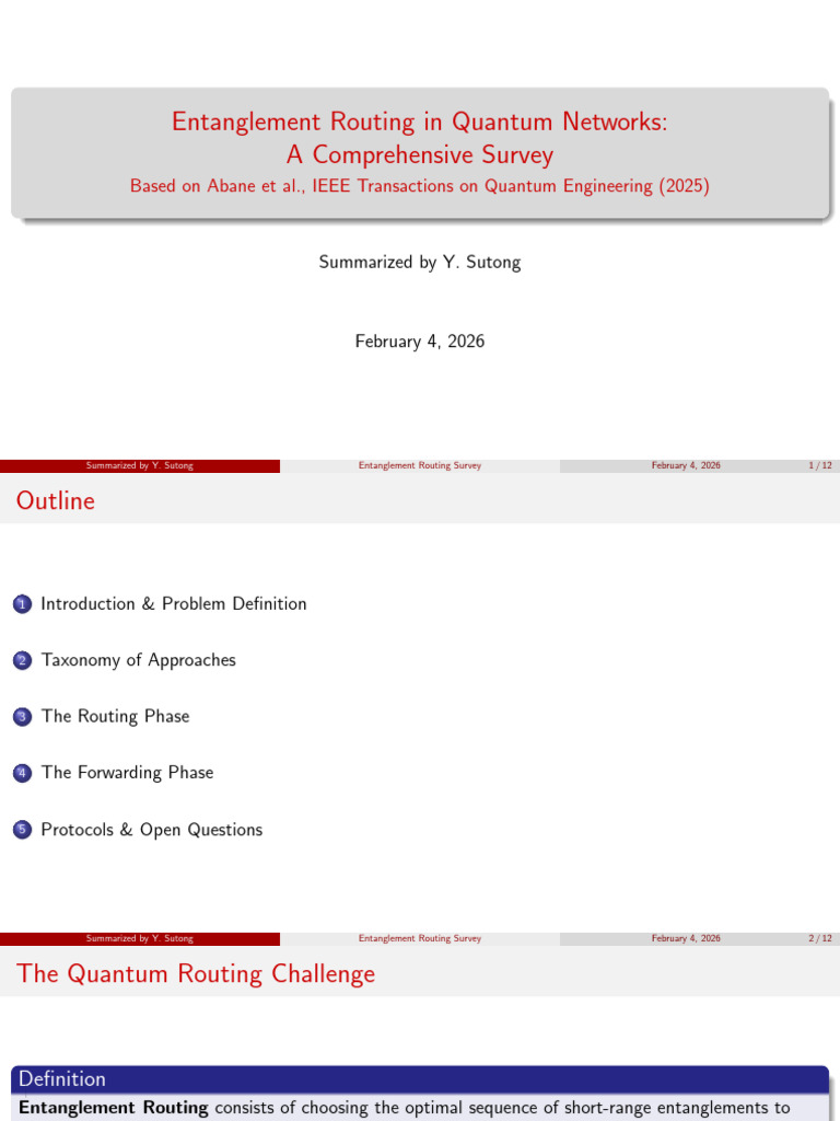 Entanglement Routing in Quantum Networks | PDF | Quantum Entanglement ...