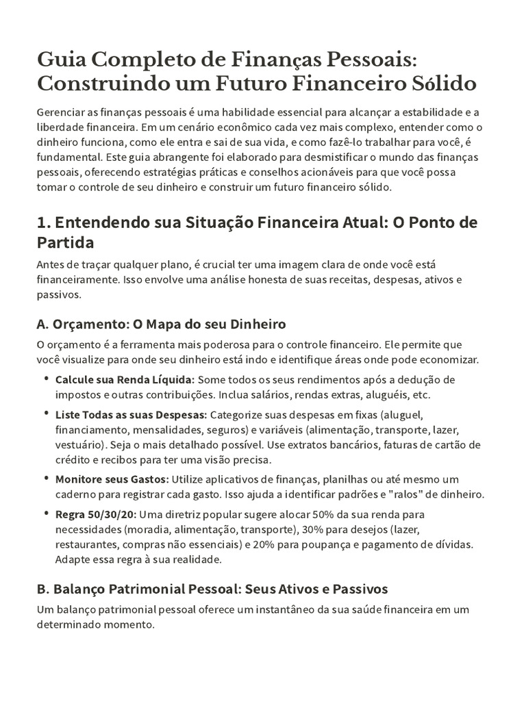 Guia Completo de Finanças Pessoais Conmo | PDF | Finanças pessoais ...