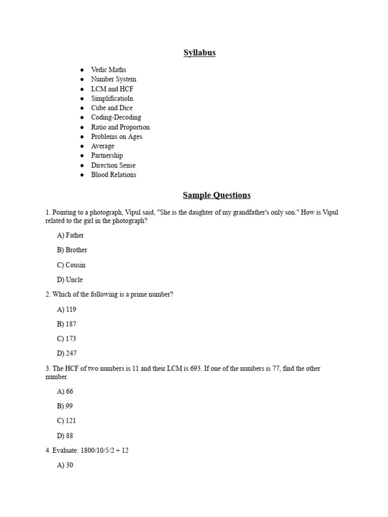 Btech 2nd Sem Syllabus and Sample Questions. (Analystical Skills) | PDF ...
