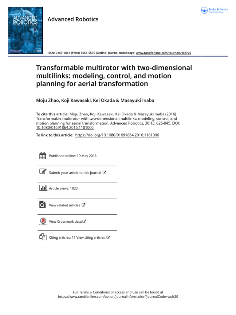 Transformable Multirotor With Two-Dimensional Multilinks Modeling ...